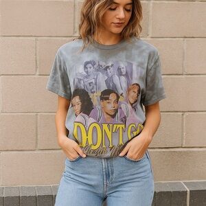 NWOT TLC Don’t Go Chasin’ Waterfalls 90s Graphic Tee M Grey Tie-Dye